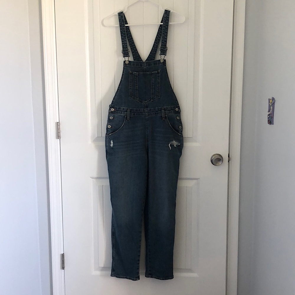 Old Navy Women’s OG Straight Medium-Wash Overalls (Size 8)